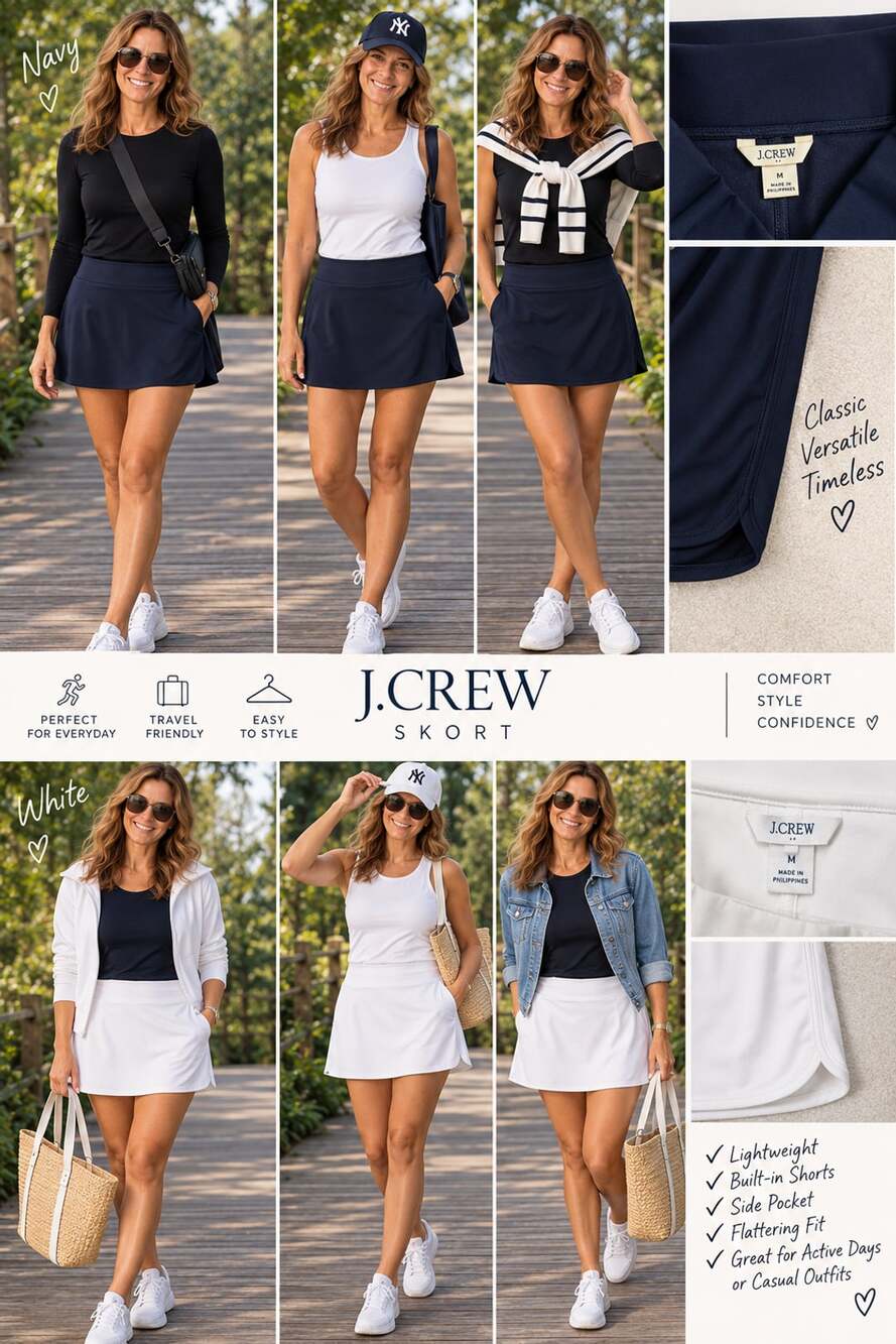J.Crew Active Skort Size M Lot of 2 Navy White Athletic Skirts